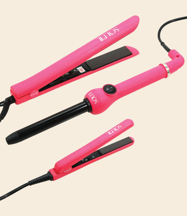 Professional Full Set | Flat Iron, Curling Iron 19mm, Mini Flat Iron